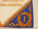Drapeau du 1er regiment de cuirassier en soie peinte avec hampe démontable, 60 x 60 cm