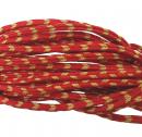 3 x 3 mm - Or et rouge - Cordon carré verni - Fab. France - Le mètre