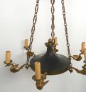 Lustre style Empire avec son applique assortie, motifs cygnes.
