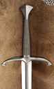 Épée Bâtarde -XVème- Quillons crochus, pommeau en écusson, fusée filigrane métal