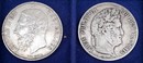 Lot de 2 pièces de 5 frs en argent : France 1835 et Belgique 1870
