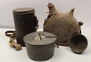 lot 14 -18: bidon, quart, boite masque et gamelle.