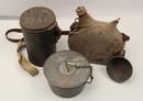 lot 14 -18: bidon, quart, boite masque et gamelle.