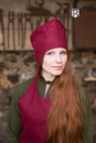 Coiffe toque du moyen age Adis en laine
