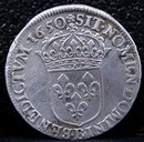 Monnaie royale - Louis XIV - demi-écu à la mèche longue - 1650 !
