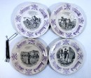 Lot de 4 assiettes en porcelaine de Sarreguemines sur le thème de la guerre des boers