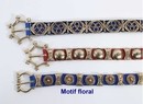 Belles et longues ceintures à motifs de métal sur cuir de couleur
