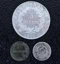 Lot 2 : 5 Francs argent Napoléon 1er 1811 D + 1/2 franc 1809 A + 10 cts 1809 M
