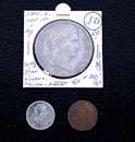 Lot 1: 5 Francs argent Napoléon 1er 1811 A + 1/2 franc 1810 B + 10 cts 1809 A