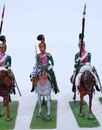 Lot de 7 figurines, lanciers, chevaux en plastique et cavaliers en plomb