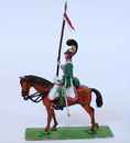 Lot de 7 figurines, lanciers, chevaux en plastique et cavaliers en plomb