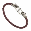 Bracelet cuir et métal avec tête de loup