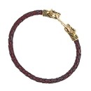 Bracelet cuir et métal avec tête de loup