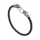 Bracelet cuir et métal avec tête de loup