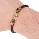 Bracelet cuir et métal avec tête de loup
