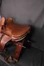 Selle d'Amazone avec son étrier/chausson. Vers 1900. Selle de chameau vendue séparément. 