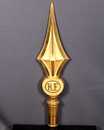 Rare pointe de pique et sa douille en bronze pour hampe de drapeau du 6e régiment de chasseur - 3e rep - Dorures en fond