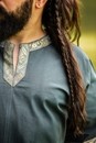 Tunique du moyen age courte Martin bleue et bordée de galon