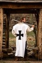 Tabard de chevalier teutonique en coton - Blanc croix noire