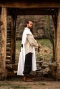 Tabard de chevalier teutonique en coton - Blanc croix noire
