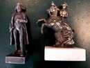 Lot fan de l'Empereur 3: 2 figurines + Napoleon de giberne + ouvre lettre en métal argenté Christofle et profil en étain (?)