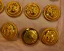 SUPERBE! Boutons dorés au mercure, Marine Nationale, vers 1900. Diam 22 mm. Culots plats. Prix à l'unité 