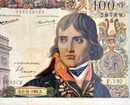 Billet de 100 Fr Bonaparte sur fond du tableau de David qui l'a inspiré.