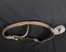 Ceinturon ancien en buffle blanc avec gousset porte épée/sabre fermé par des plateaux à têtes de Méduse.