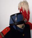 Uniforme, Grande Tenue, d'élève officier de Saint Cyr. Veste avec épaulettes rouges, culotte et shako complet.