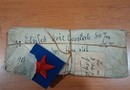 Grande guerre. Étoiles d'éclaireur de cavalerie en soie rouge/drap de laine bleu. Neuf de stock. Prix à l'unité