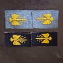 WWI. Paires de foudres d'état major brodées jaune sur laine. Stock très limité