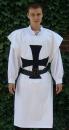 Tabard de chevalier teutonique en coton - Blanc croix noire