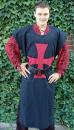 Tabard de templier en coton - Noir croix rouge
