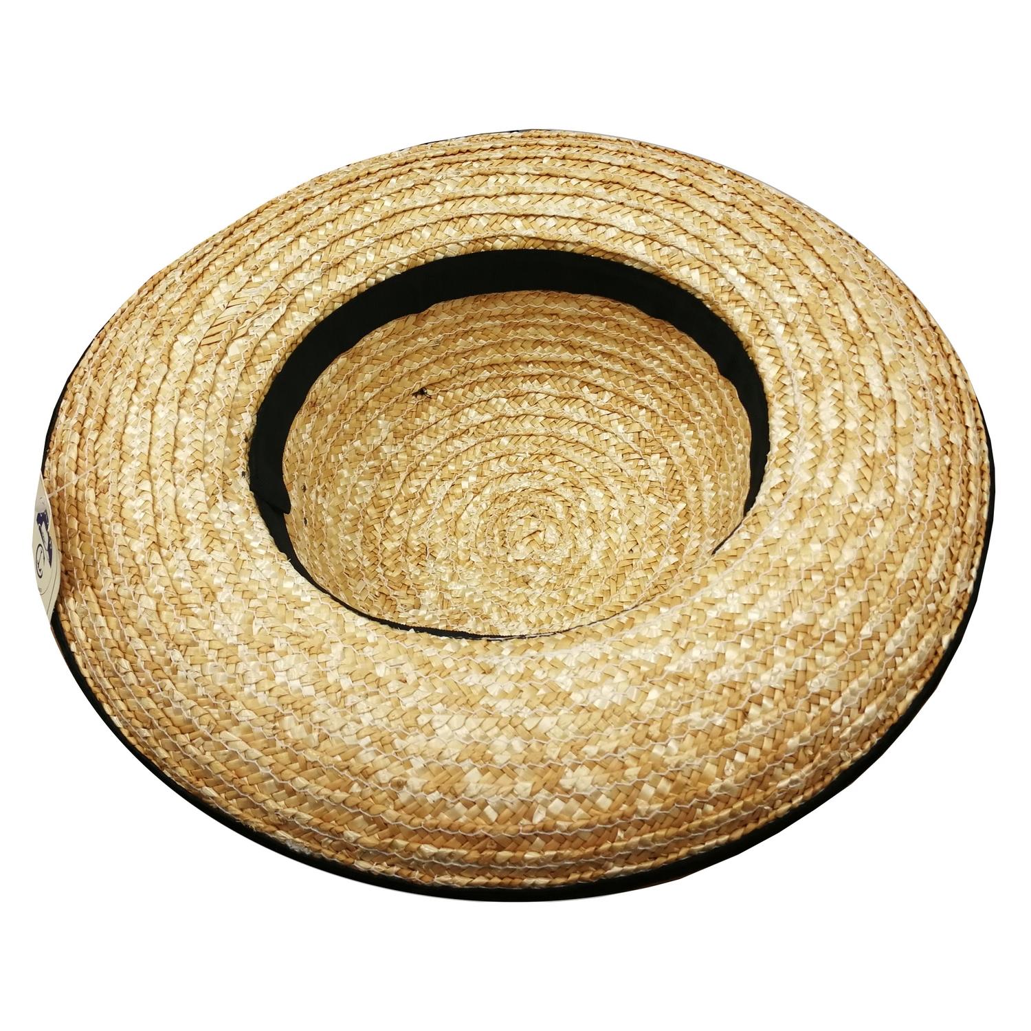 Chapeau paille avec ruban noir attachable dans le dos - Phyto bronz plus -  Label Emmaüs