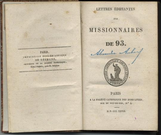  Lettres édifiantes des missionnaires de 93