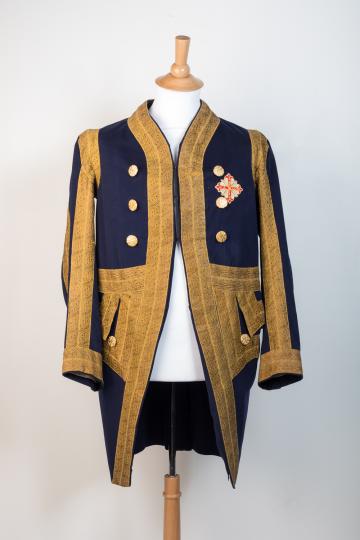 Veste grand siècle, bleue roi et or