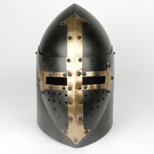 Heaume pain de sucre - Noir et croix en laiton