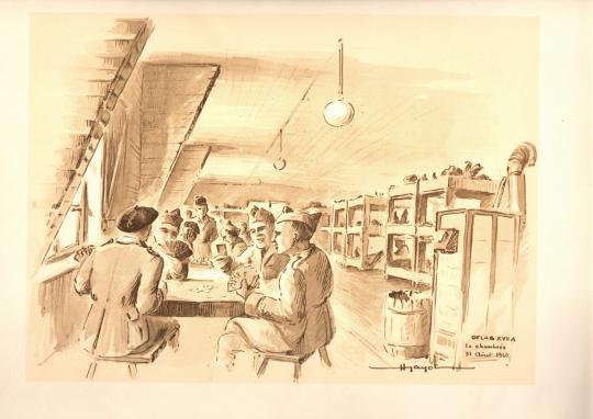 Croquis de l'oflag XVIII A par le prisonnier 14.127- Par HENRI GAYOT(1904-1981)
