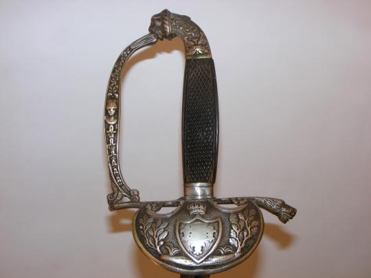 Epée restauration d'officier, argentée, sans fourreau