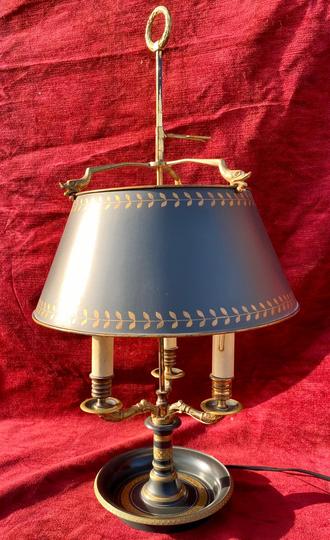 Lampe bouillotte électrisée 3 feux style Empire