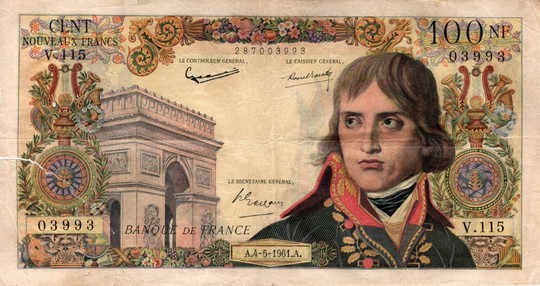 Billet de banque 100 nouveaux francs Bonaparte:A.4-5-1961.A.