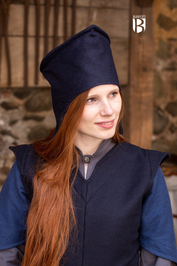 Coiffe toque du moyen age Adis en laine