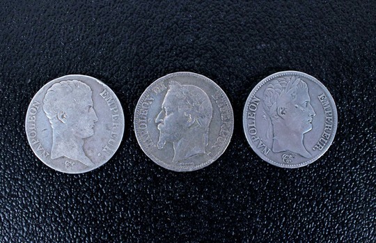 Lot de 3 pièces de Napoléon Bonaparte à Napoléon III