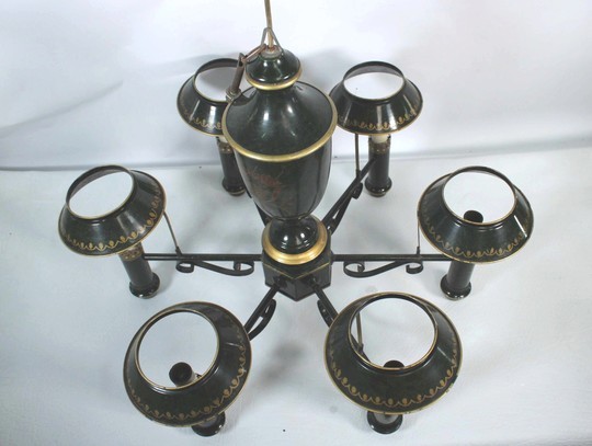 Lustre en tôle peinte 6 feux style Empire