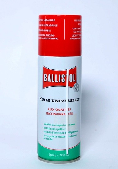 Ballistol - Huile pour l'entretien des pièces métalliques, en spay 200 ml.