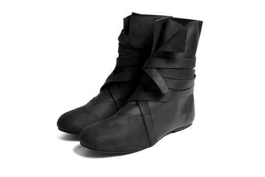 Bottes viking basses Floki cuir lisse, lien cuir, semelles caoutchouc