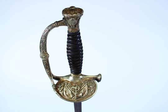 Épée d'officier de marine, 3 ème république, sans fourreau, lame oxydée