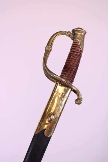 Sabre d'officier d'infanterie - Modele 1821, fusée cuir, fourreau neuf 
