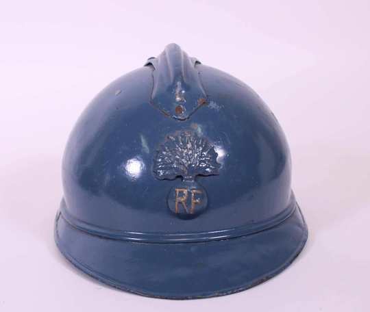 Casque Adrian mod 15, WW I de l'infanterie repeint (anciennement) avec intérieur. Tour de tête 53!