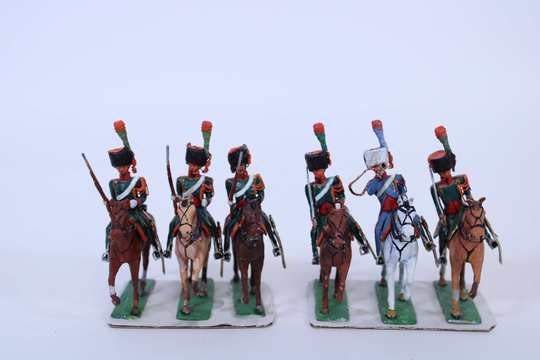 Lot de 6 chasseurs à cheval de la garde dont trompette. Lucotte 